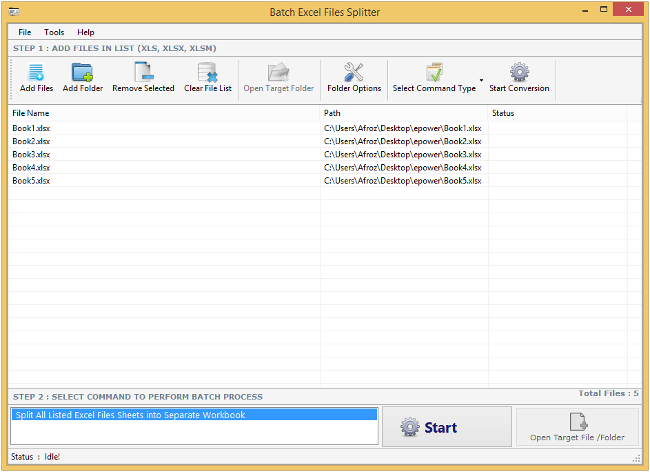 Batch Excel Files Splitter