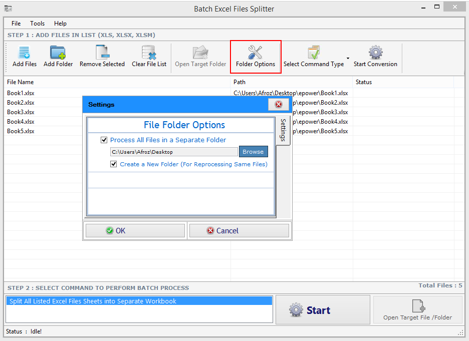 Batch Excel Files Splitter