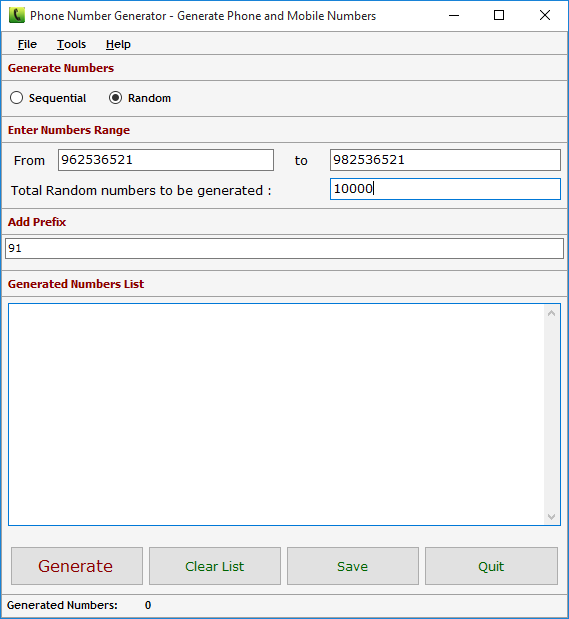 Phone Number Generator