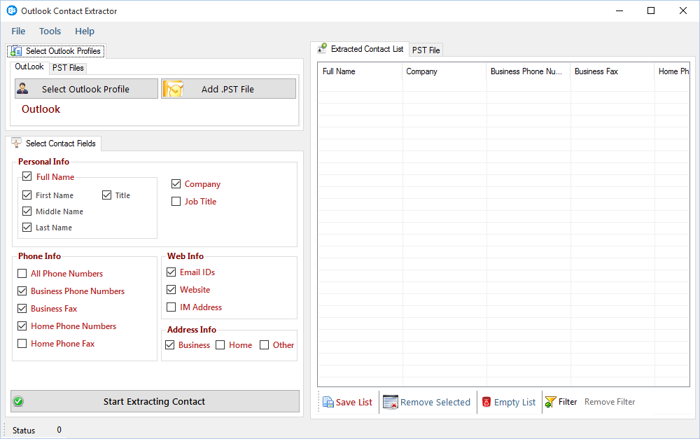 Outlook Contact Extractor Outlook Contact Extractor