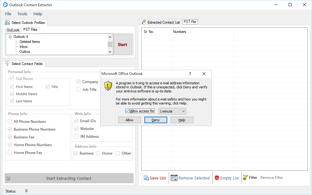 Outlook Contact Extractor Outlook Contact Extractor