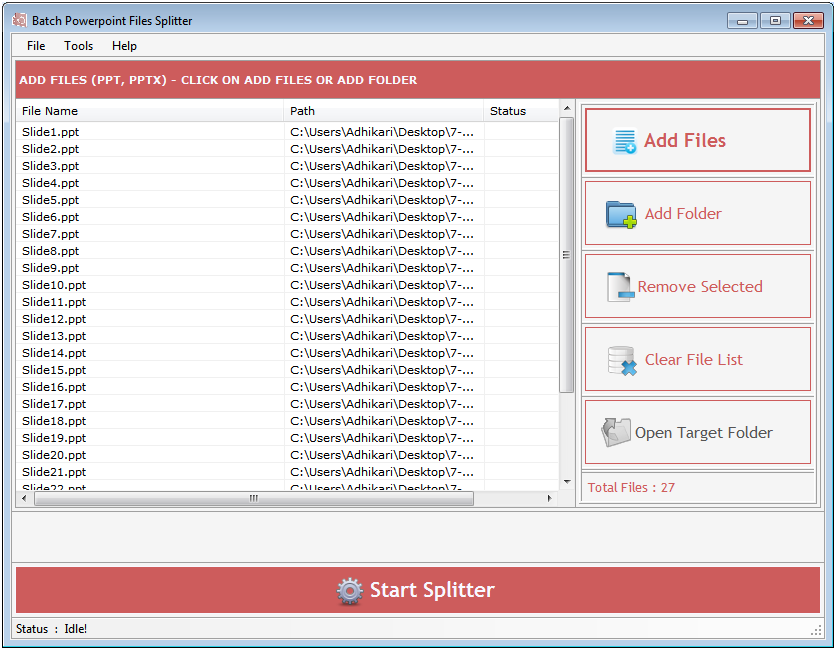 Batch PowerPoint Files Splitter