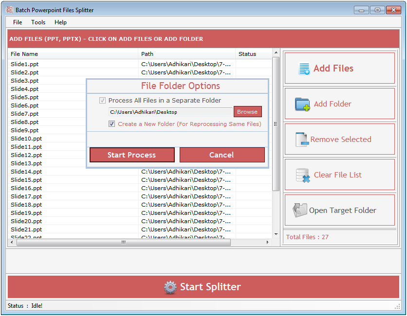 Batch PowerPoint Files Splitter