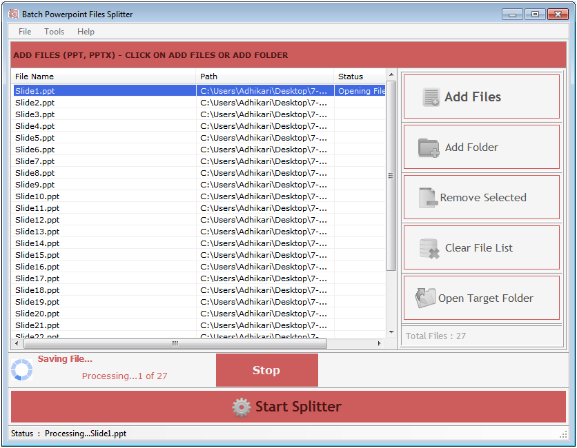 Batch PowerPoint Files Splitter