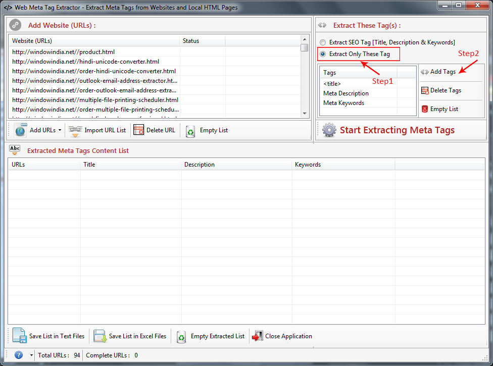 Web Meta Tag Extractor