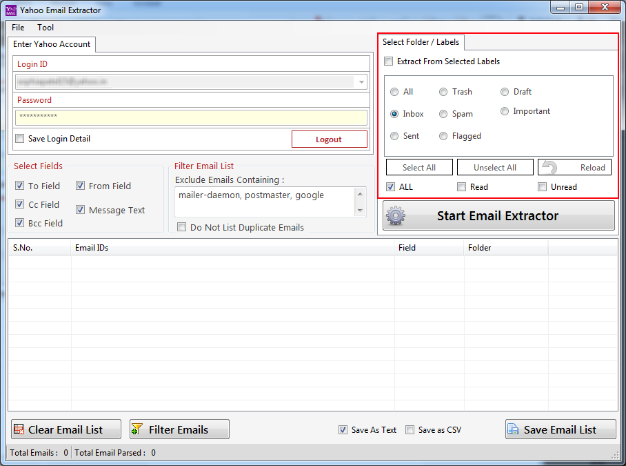 Yahoo Email Extractor