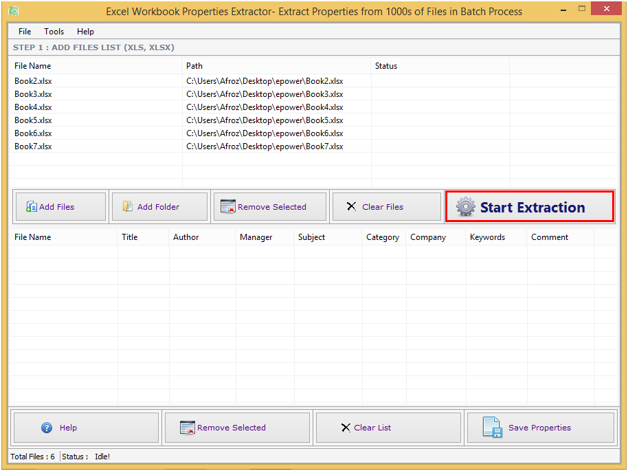 Windows 7 Excel Workbook Properties Extractor 2.5.0.11 full