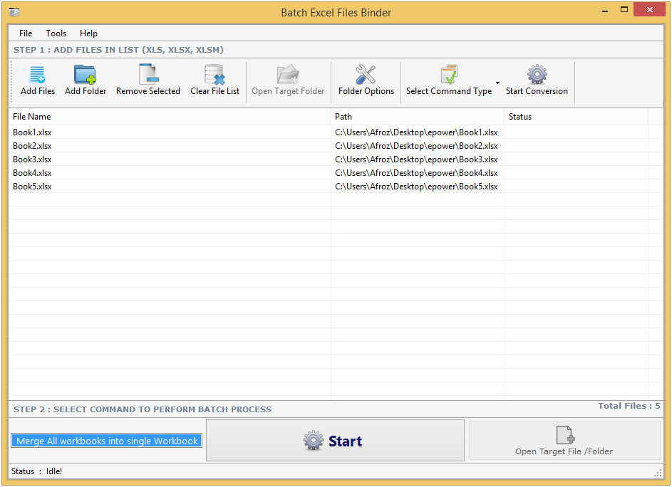 Windows 7 Batch Excel Files Binder 2.5.0.11 full