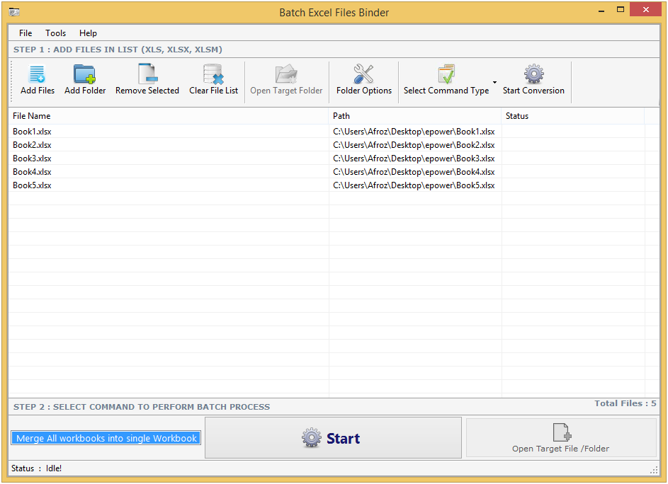 Batch Excel Files Binder