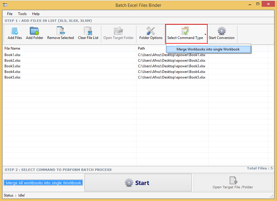 Batch Excel Files Binder