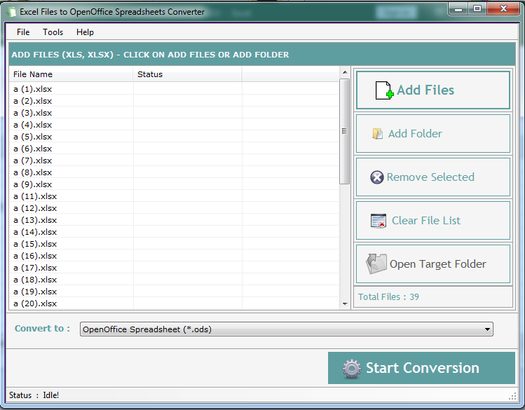 Excel Files to OpenOffice Converter