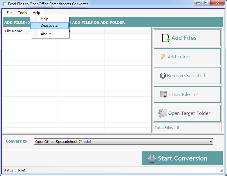Excel Files to OpenOffice Converter