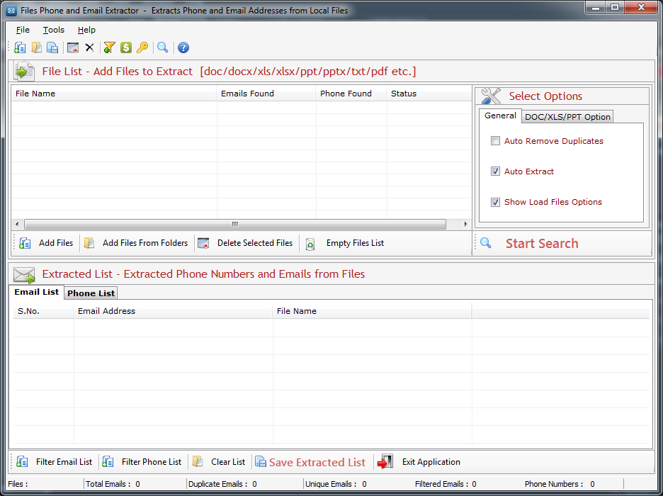 Files Phone and Email Extractor