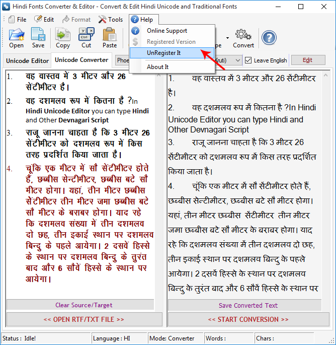 Hindi Fonts Converter and Editor