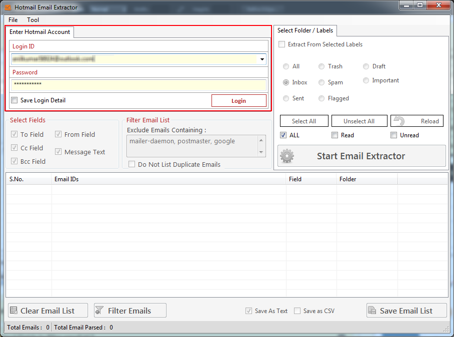 Windows 7 Hotmail Email Extractor 3.7.2.23 full