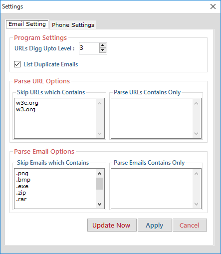 Internet phone and email extractor