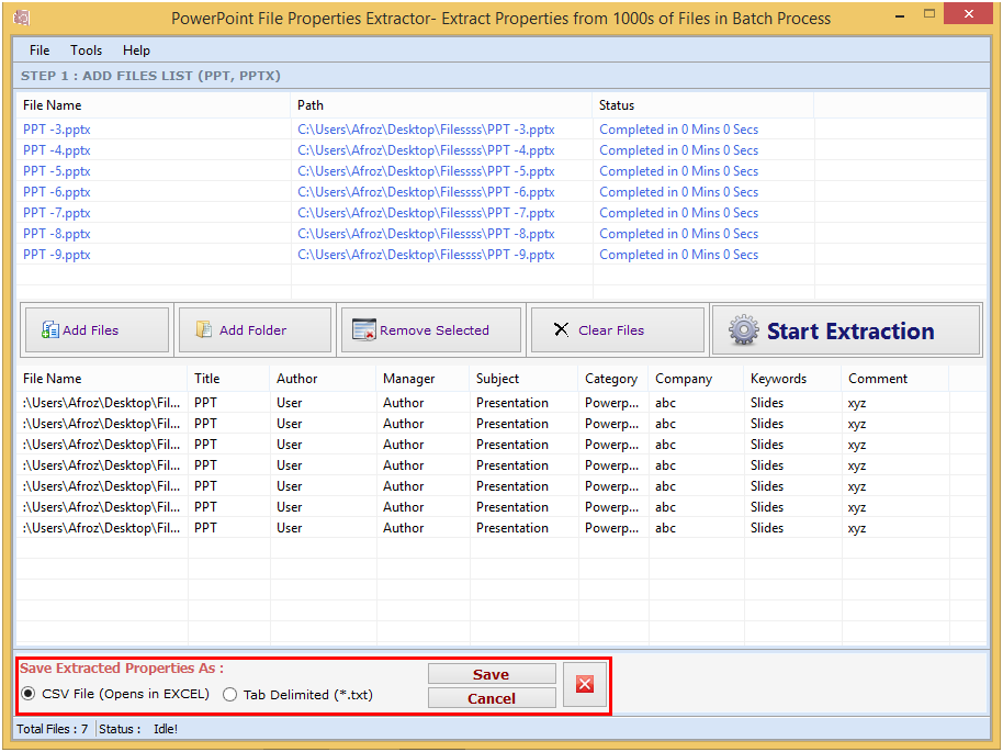 PowerPoint File Properties Extractor