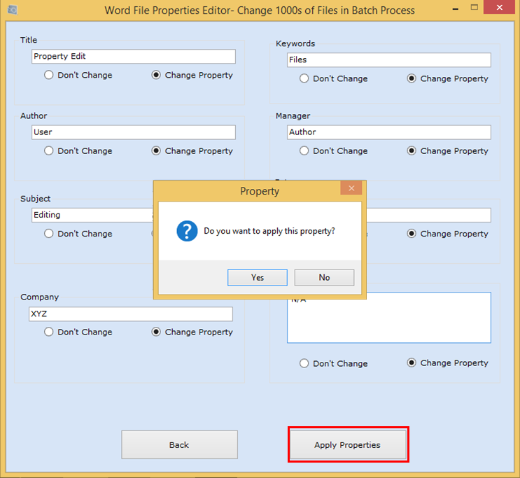 Word File Properties Editor